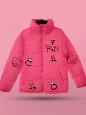 7 Rings Ariana Grande Pink Puffer Style Jacket