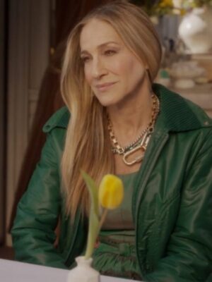 And Just Like That Season 2 Sarah Jessica Parker Green Leather Jacket