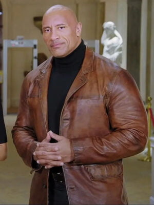 Dwayne Johnson Red Notice Agent John Hartley Brown Leather Jacket