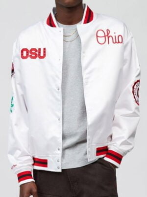 NCAA Ohio State University White Varsity Jacket