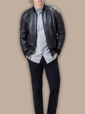 Men Black Bomber Jacket