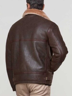 Men’s Sheepskin Leather Shearling Brown Jacket