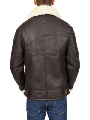 Men Dark Brown Shearling Jacket