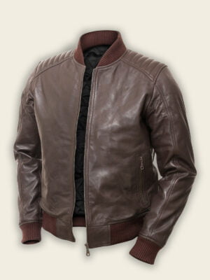 Men Dark Brown Bomber Jacket