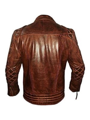 Diamond Quilted Vintage Leather Biker Jacket for Mens