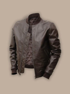 Men Hickory Brown Bomber Jacket