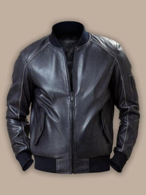 Black Men's Bomber Leather Jacket