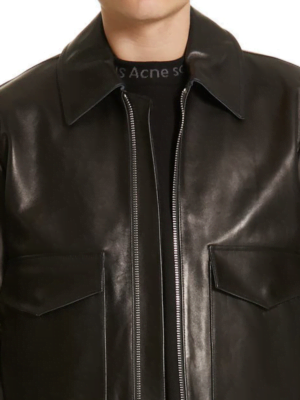 Black Lambskin Leather Jacket For Men