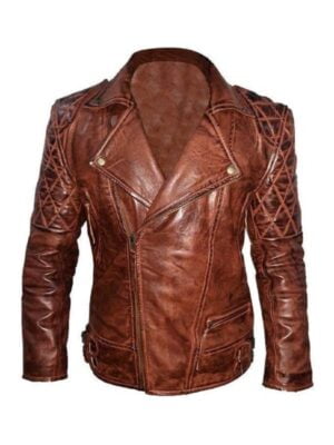 Mens Diamond Quilted Vintage Leather Jacket