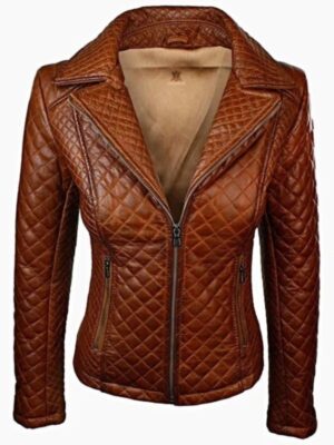 Women Quilted Sheepskin Leather Jacket