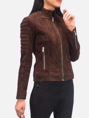 Women’s Suede Leather Brown Jacket