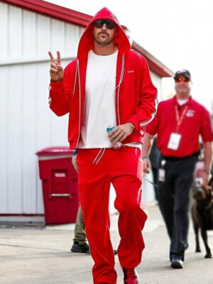 Travis Kelce TNF Celine Red Tracksuit