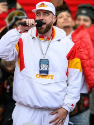 Kansas City Chiefs Travis Kelce Super Bowl Parade White Jacket