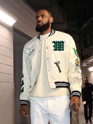 Men's Lebron James Off White Kings Letterman Varsity Jacket