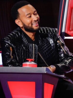 The Voice John Legend Black Crocodile Jacket