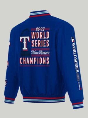 2023 World Series Texas Rangers Champions Blue Varsity Jacket