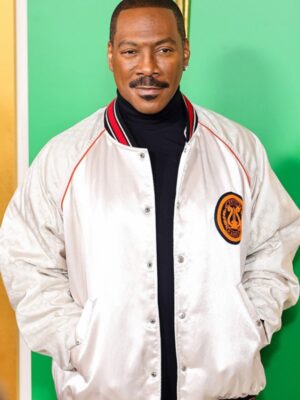 Candy Cane Lane 2023 Eddie Murphy White Bomber Jacket