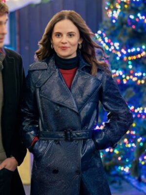 Christmas In Notting Hill 2023 Sarah Ramos Textured Leather Coat