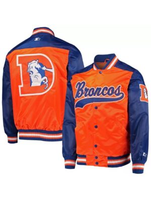 Denver Broncos Blue and Orange Varsity Jacket