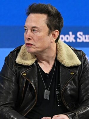 2023 NY Times Conference Elon Musk Shearling Leather Jacket