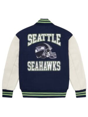 OVO x NFL Navy Seattle Seahawks Full-Snap Varsity Jacket