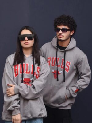 Oversized Bulls Fleece Printed Hoodie