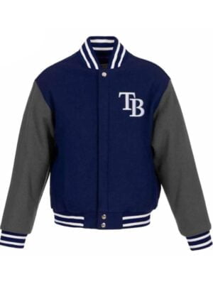 Tampa Bay Rays Varsity Gray And Navy Wool Jacket