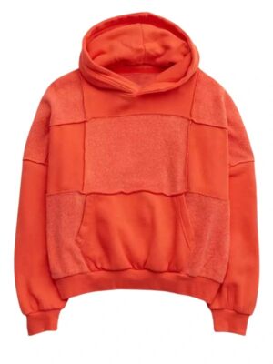 Aerie Sherpa Patchwork Pullover Oversized OrangeHoodie