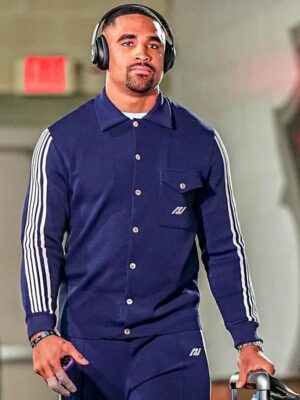 Jalen Hurts Autry Knitted Sporty Blue Track Jacket