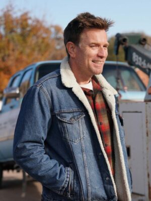 Bleeding Love 2024 Ewan McGregor Shearling Denim Jacket