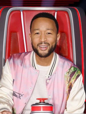 John Legend The Voice S25 Pink Bomber Jacket