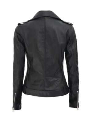 Buy Womens Leather Asymmetrical Black Jacket