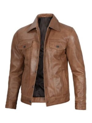 Camel Brown Mens Trucker Jacket