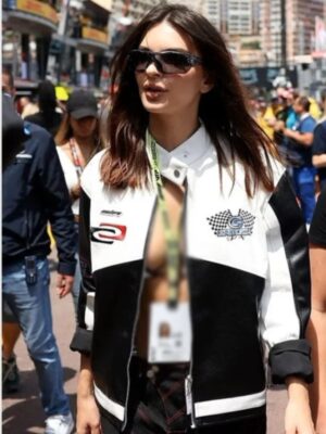 Emily Ratajkowski 2024 Monaco Grand Prix Racing Leather Jacket