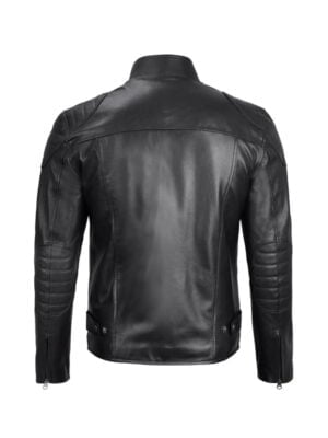 Vermont Men's Black Cafe Racer Leather Jacket