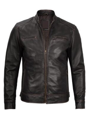 Mens Dark Brown Cafe Racer Jacket