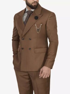 Double Breasted Mens Brown Suit