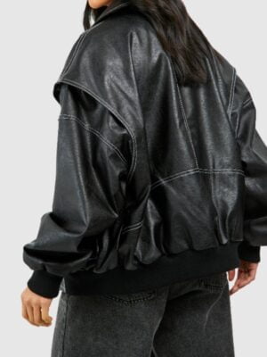 Petite-Pu-Contrast-Stitch-Oversized-Black-Bomber-Jacket-california-outfit