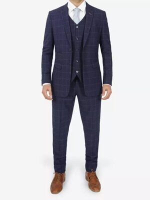 Shelby Blue Three Piece Check Suit