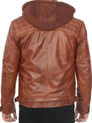 Johnson Mens Quilted Tan Leather Bomber Jacket