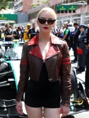 F1 GP Anya Taylor Joy Cropped Leather Jacket