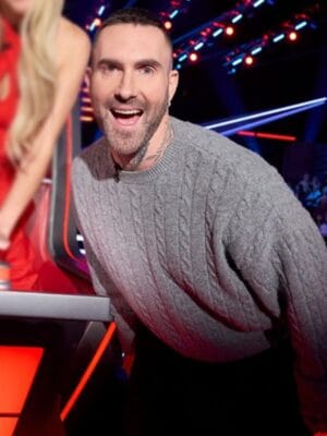 The Voice S27 Adam Levine Cable Knit Crew Neck Sweater - Grey