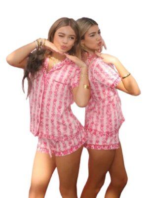 Pink Palm Pajamas Set